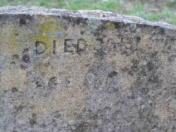 Francis John PERRY,  | died 30-1-31 aged 6?;  | Helidon General cemetery, Gatton Shire  | 