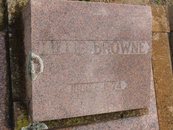 Lillie BROWNE,  | 1880 - 1974;  | Highfields Baptist cemetery, Crows Nest Shire  | 