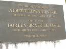 
Albert Edward CECIL,
died 22 Jan 1961 aged 59 years;
Doreen Beatrice CECIL,
died 14 Feb 1998 aged 91 years;
Howard cemetery, City of Hervey Bay
