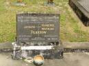 
parents;
Joseph PLASTOW,
died 1 Sept 1943 aged 58 years;
Florence Matilda PLASSTOW,
died 26 Dec 1976 aged 88 years;
Howard cemetery, City of Hervey Bay
