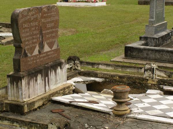 Emily KEENE,  | wife of William H. KEENE,  | died 20 Dec 1933 aged 73 years;  | William Hughes KEENE,  | husband,  | died 2 Sept 1937 aged 75 years;  | Howard cemetery, City of Hervey Bay  | 