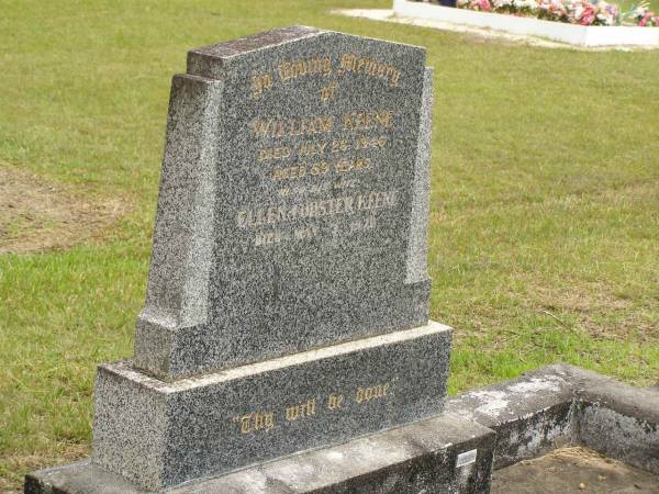 William KEENE,  | died 26 July 1946 aged 59 years;  | Ellen Forster KEENE,  | wife,  | died 3 May 1978?;  | Howard cemetery, City of Hervey Bay  | 