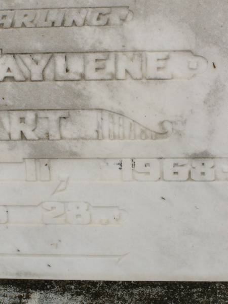 Juel Faylene DART,  | died 11 Oct 1968 aged 28 years;  | Howard cemetery, City of Hervey Bay  | 