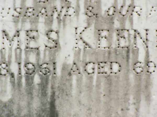 James KEENE,  | husband father,  | died 18 Ser? 1961 aged 69 years;  | Howard cemetery, City of Hervey Bay  | 