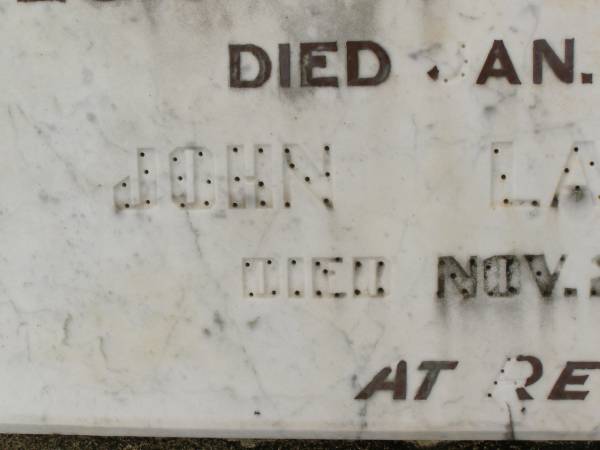 Florence LARCOMBE,  | died 7 Jan 1961;  | John LARCOMBE,  | died 26 Nov 1965;  | Howard cemetery, City of Hervey Bay  | 