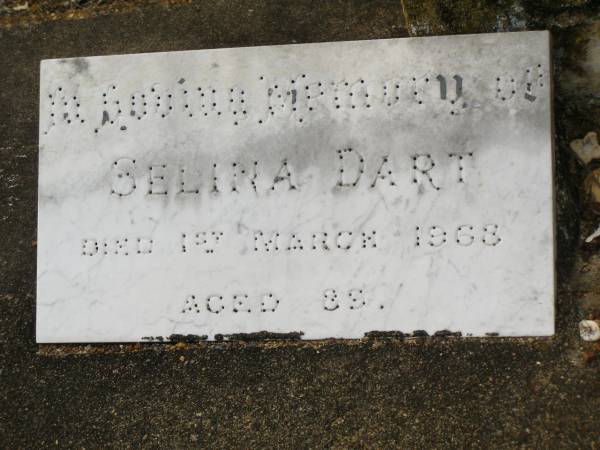 George William DART,  | died 7-11-52 aged 76 years;  | Selina DART,  | died 1 March 1968 aged 89 years;  | Howard cemetery, City of Hervey Bay  | 