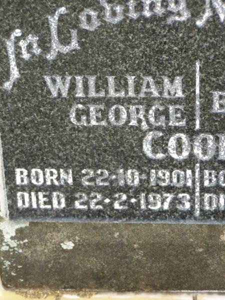 William George COOK,  | born 22-10-1901,  | died 22-2-1973;  | Evelyn COOK,  | born 1-11-1927,  | died 26-8-1968;  | Howard cemetery, City of Hervey Bay  | 