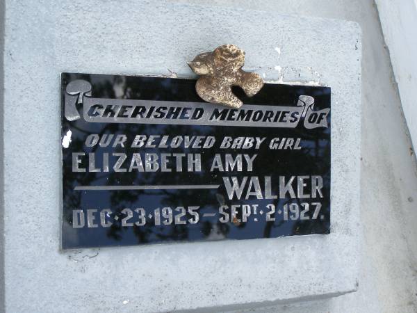 Elizabeth Amy WALKER,  | baby,  | 23 Dec 1925 - 2 Sept 1927;  | Howard cemetery, City of Hervey Bay  | 