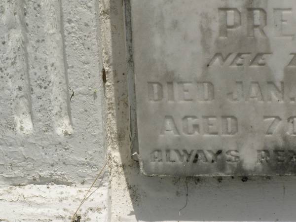 Holly Blennerhassett PREUSS (nee THORNE),  | died 23 Jan 1969 aged 70 years;  | Howard cemetery, City of Hervey Bay  | 