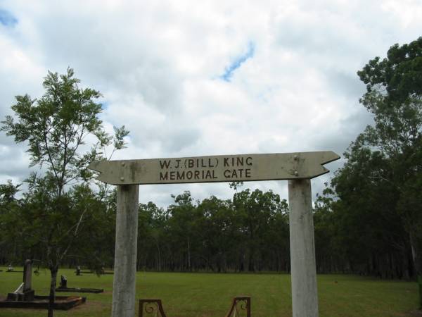 W.J. (Bill) KING memorial gate;  | Howard cemetery, City of Hervey Bay  | 