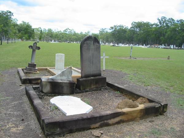 Matilda,  | wife of T.J. WATKINS,  | died 8 Feb 1906 aged 65 years;  | Ethel May WATKINS,  | died 14 Aug 1885 aged 2 years 8 months;  | Howard cemetery, City of Hervey Bay  | 