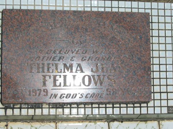 Thelma Jean FELLOWS,  | wife mother grandma,  | died 17-3-1979 aged 58 years;  | Howard cemetery, City of Hervey Bay  | 