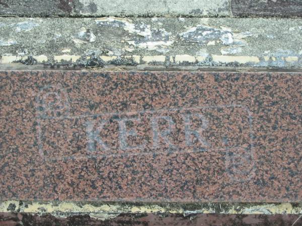 Elizabeth Ann KERR,  | died 26 Nov 1963 aged 75 years;  | David KERR,  | died 3 Nov 1977 aged 93 years;  | Howard cemetery, City of Hervey Bay  | 