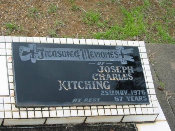 Joseph Charles KITCHING,  | died 25 Nov 1976 aged 67 years;  | Howard cemetery, City of Hervey Bay  | 