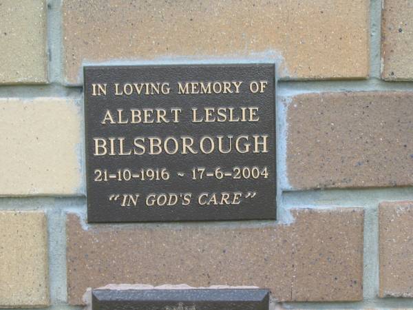 Albert Leslie BILSBOROUGH,  | 21-10-1916 - 17-6-2004;  | Howard cemetery, City of Hervey Bay  | 