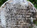Wiebke FISCHER, born 21 Jan 1830 died 17 July 1904; Paul FISCHER, husband, born 14 April 1828 died 10 June 1911; erected by son Marcus FISCHER; Hoya/Boonah Baptist Cemetery, Boonah Shire 