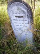 
Emma NEIBLING, wife,
died 8 April 1907 aged 22 years;
HoyaBoonah Baptist Cemetery, Boonah Shire
