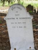 Albertine W SCHMOEKEL geb 29 Sep 1835, gest 4 Mar 1911 Hoya Lutheran Cemetery, Boonah Shire  