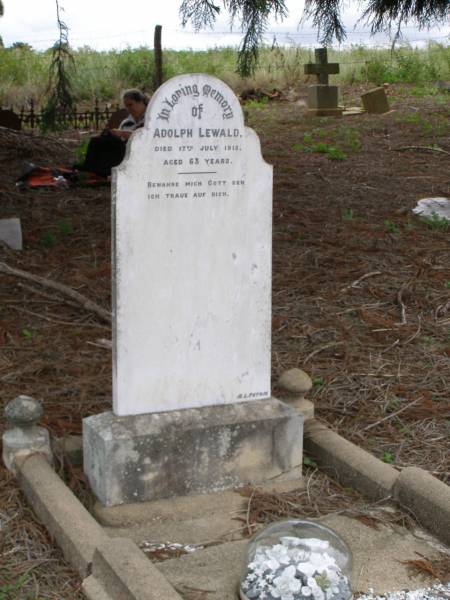 Adolph LEWALD  | d: 17 Jul 1915, aged 63  | Hoya Lutheran Cemetery, Boonah Shire  |   | 