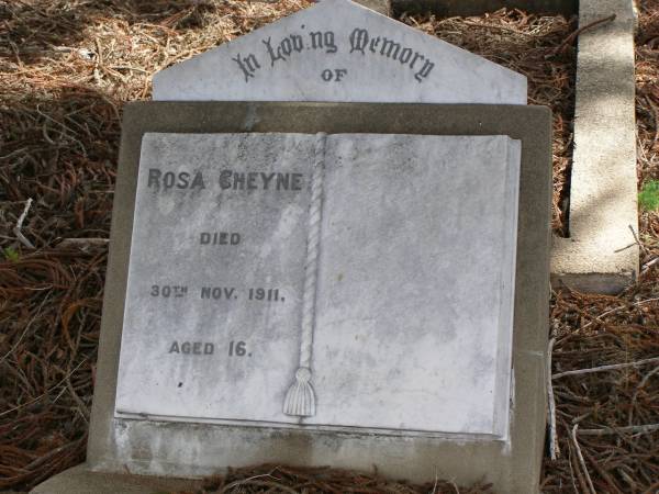 Rosa CHEYNE  | d: 30 Nov 1911, aged 16  | Hoya Lutheran Cemetery, Boonah Shire  |   | 