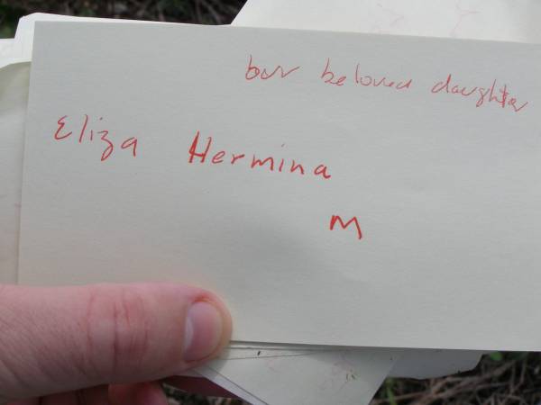   our beloved daughter  | Eliza Hermina M  | Hoya Lutheran Cemetery, Boonah Shire  |   | 
