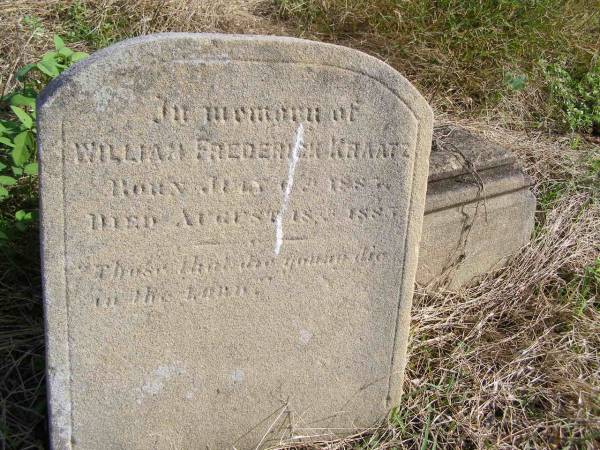 William Frederick KRAATZ  | b: Jul 1883  | d: Aug 18 1883  | Hoya Lutheran Cemetery, Boonah Shire  |   | 