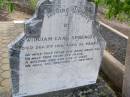 
William Carl SPRENGER,
died 9 Dec 1912 aged 28 years;
Ingoldsby Lutheran cemetery, Gatton Shire
