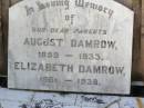 
parents;
August DAMROW,
1859 - 1933;
Elizabeth DAMROW,
1861 - 1938;
Ingoldsby Lutheran cemetery, Gatton Shire
