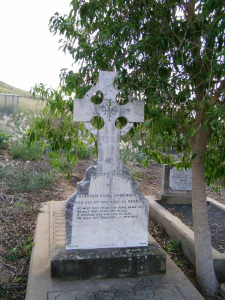 William Carl SPRENGER,  | died 9 Dec 1912 aged 28 years;  | Ingoldsby Lutheran cemetery, Gatton Shire  | 