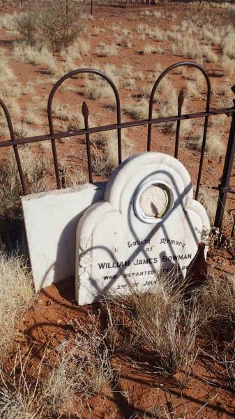 William James BOWMAN  | d: 2 Jul 1919  |   | JC pub ruins, Canterbury, Barcoo Shire, QLD  | Copyright: Nicholas Fletcher, 2017  | 