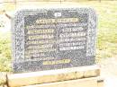 
Reginald WOOLLETT,
husband,
died 8 Aug 1948 aged 77 years;
Martha WOOLLETT,
mother,
died 17 July 1959 aged 84 years;
Jandowae Cemetery, Wambo Shire
