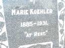 
Marie KOEHLER,
1885 - 1931;
Jandowae Cemetery, Wambo Shire
