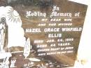 Hazel Grace Winfield ELLIS,
wife mother,
died 24 Jan 1958 aged 44 years;
Jandowae Cemetery, Wambo Shire
