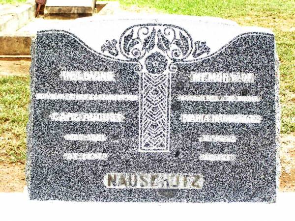 Carl August NAUSCHUTZ,  | father grandfather  | 1865 - 1951;  | Maria NAUSCHUTZ,  | wife mother,  | 1861 - 1943;  | Jandowae Cemetery, Wambo Shire  |   | 