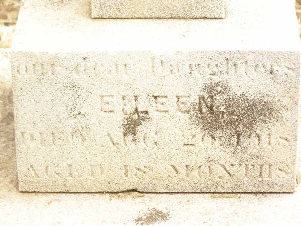 Eileen,  | died 20 Aug 1918 aged 18 months;  | Dulcie,  | died 24 Aug 1918 aged 4 years 3 months;  | children of A.E. & E. GORDON;  | Jandowae Cemetery, Wambo Shire  | 