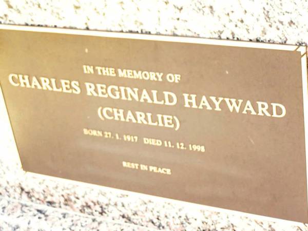 Charles (Charlie) Reginald HAYWARD,  | born 27-1-1917,  | died 11-12-1998;  | Jandowae Cemetery, Wambo Shire  | 