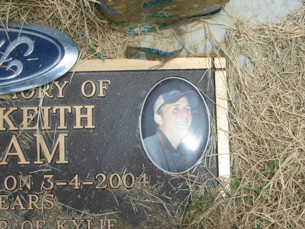 Darren Keith WENHAM,  | died 3-4-2004 aged 20 years;  | partner of Kylie,  | father of Sheralee, Dean & Coby,  | son of Keith & Kayelene,  | brother of Rebecca & Jason;  | Jandowae Cemetery, Wambo Shire  | 