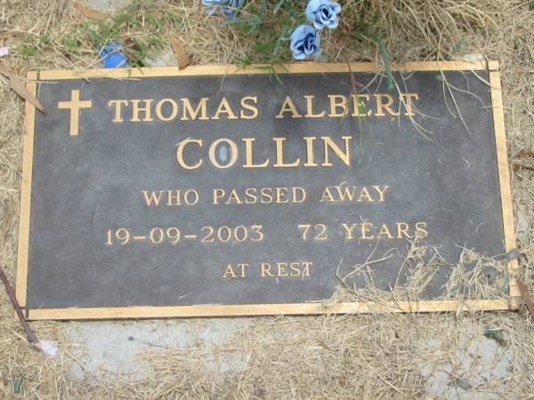Thomas Albert COLLIN,  | died 19-09-2003 aged 72 years;  | Jandowae Cemetery, Wambo Shire  | 