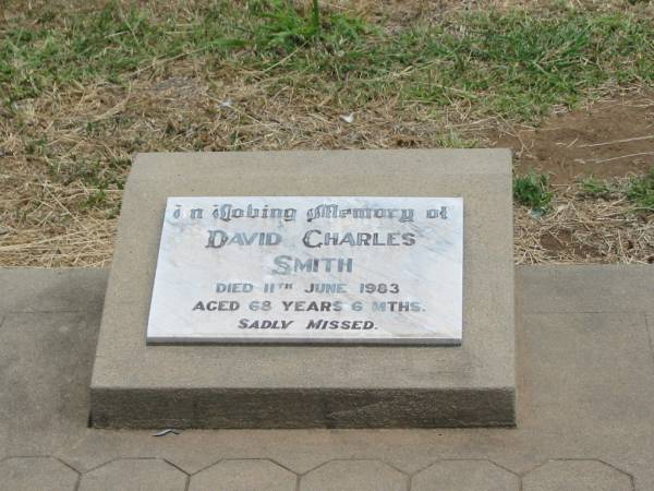 David Charles SMITH,  | brother,  | died 11 June 1983 aged 68 years 6 months;  | Jandowae Cemetery, Wambo Shire  | 