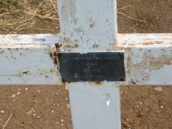 Leo Christopher (Jim) MACKEY,  | died 11-7-59 aged 76 years;  | Jandowae Cemetery, Wambo Shire  | 