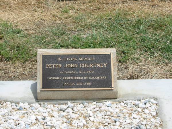 Peter John COURTNEY,  | 4-11-1924 - 3-4-1970,  | daughters Sandra & Lynn;  | Jandowae Cemetery, Wambo Shire  | 