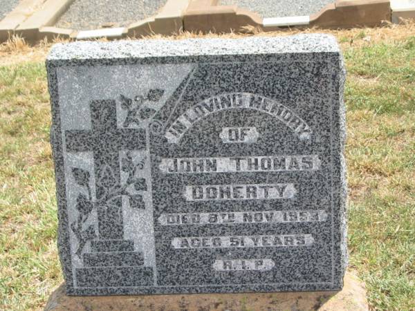 John Thomas DOHERTY,  | died 8 Nov 1953? aged 51 years;  | Jandowae Cemetery, Wambo Shire  | 