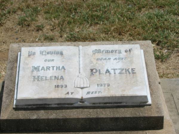 Martha Helena PLATZKE,  | aunt,  | 1893 - 1979;  | Jandowae Cemetery, Wambo Shire  | 