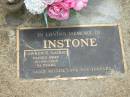 Lawrence (Laurie) INSTONE,
died 10-09-2003 aged 61 years;
Jandowae Cemetery, Wambo Shire