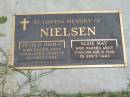 
Arnold Thomas NIELSEN,
died 15-06-2003 aged 77 years;
Eslie May NIELSEN,
died 07-05-2006 aged 82 years;
Jandowae Cemetery, Wambo Shire
