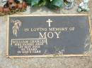 William Charles MOY,
died 1 May 2002 aged 65 years;
Jandowae Cemetery, Wambo Shire
