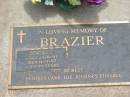 Stanley BRAZIER,
born 29-6-07,
died 14-4-97 aged 89 years;
Jandowae Cemetery, Wambo Shire