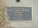 
Alexander (Alick) GRANT,
died 13-09-1984 aged 86 years;
Jandowae Cemetery, Wambo Shire
