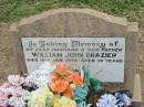 
William John BRAZIER,
husband father,
died 15 Jan 1976 aged 74 years;
Jandowae Cemetery, Wambo Shire
