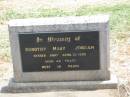 Dorothy Mary JORDAN,
died 28 April 1970 aged 49 years;
Jandowae Cemetery, Wambo Shire